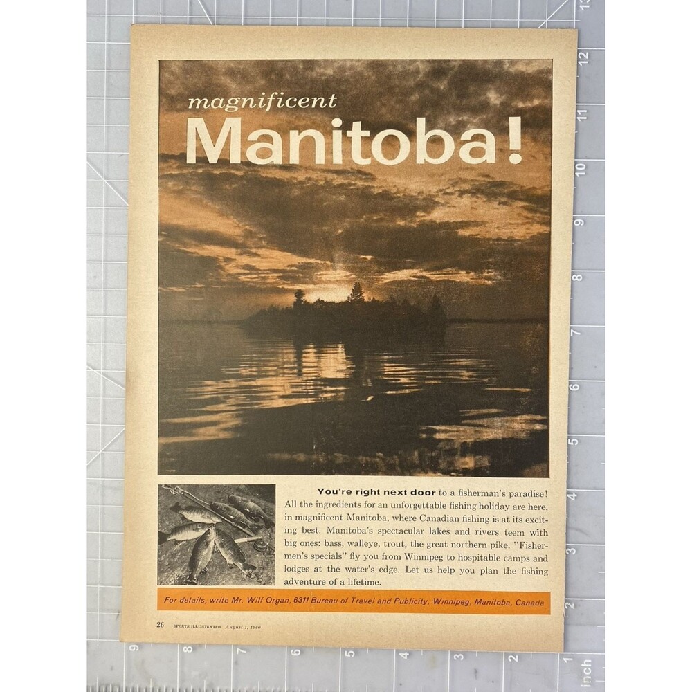Bureau of Travel & Publicity Winnipeg Manitoba Canada Vintage Print Ad 1960